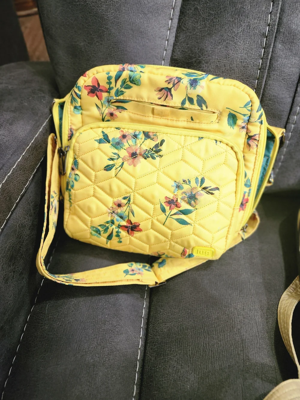 Yellow Floral Crossbody Bag - Lightweight Women's Shoulder Bag